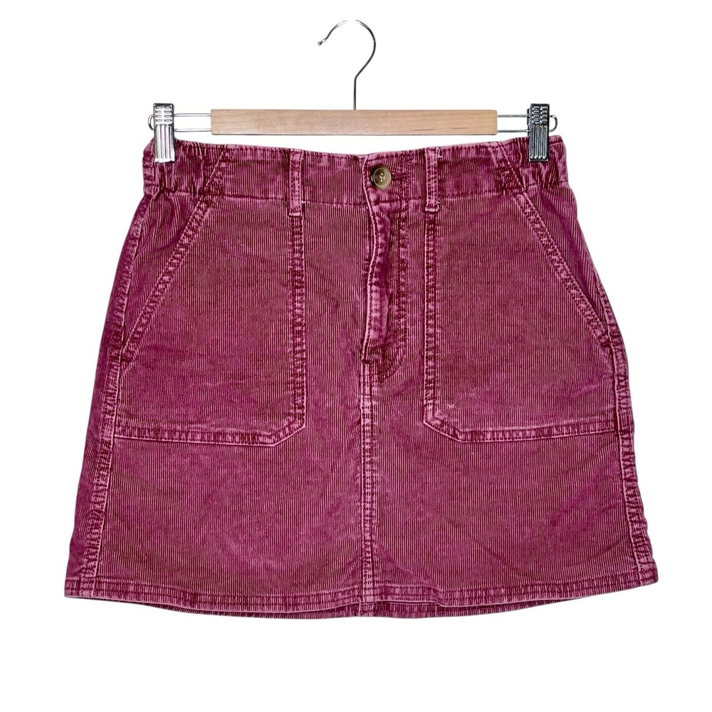 American Eagle Corduroy Mini Skirt Burgundy Womens Size 2 Festival Academia Boho
